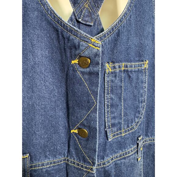 Vintage Lee Denim Overalls Women’s 11/12  Cross Back Bib Button Front Jumpsuit - Picture 3 of 7